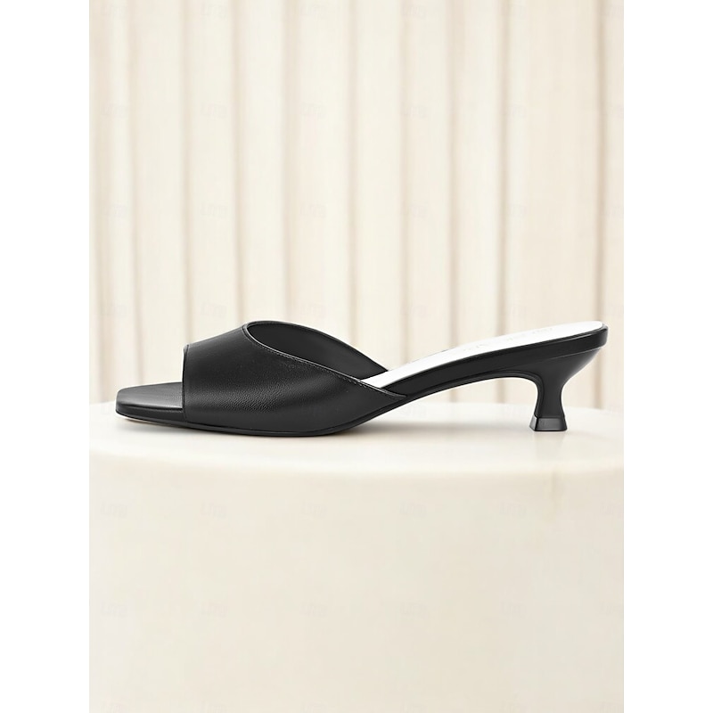 Women's Classic Open-Toe Kitten Heel Mules – Elegant Slip-On Sandals for Office & Party Wear3