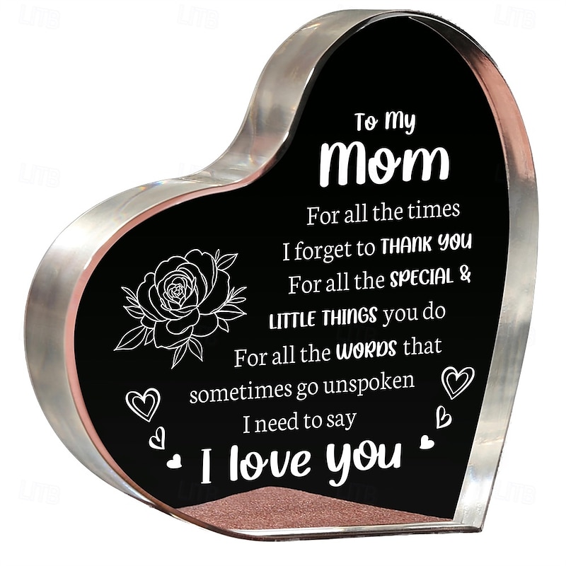 Gifts for Mom Mom Birthday Gifts - Acrylic Keepsake 3.9x3.9 Inch - I Love You Mom Mothers Day Gifts from Son - Best Christmas Valentines Day Gifts for Mom3
