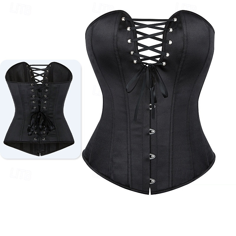 Rococo Overbust Corset Masquerade Overbust Corset Cosplay Tummy Control Push Up Bow Solid Color Fancy Dress Women's Royal Masquerade Party Carnival of Venice Adults' Corset