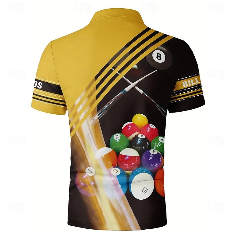 Men's Line Polo Short Sleeve Polo Shirts Collared Shirts Casual Outdoor Athleisure Daily Wear 3D Print Summer Spring Fall Yellow2