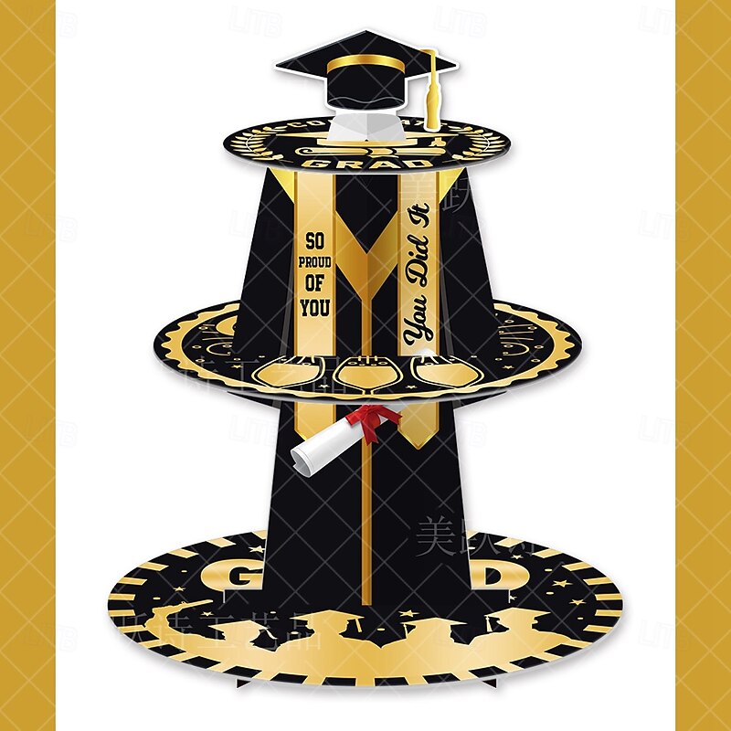 Graduation Party Decoration, Multi-Tier Cake Stand, Graduation Dessert Table Setup, Cake Rack for Party and Celebration Decor2
