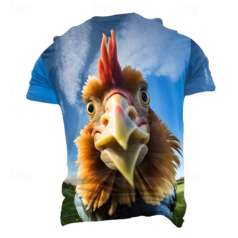 Men's Animal Funny T Shirt Short Sleeve T shirt 3D Print Crew Neck Shirt Exaggerated Designer Casual Party Casual Holiday Blue 1# Blue Summer Spring Clothing Apparel S M L XL XXL XXXL4