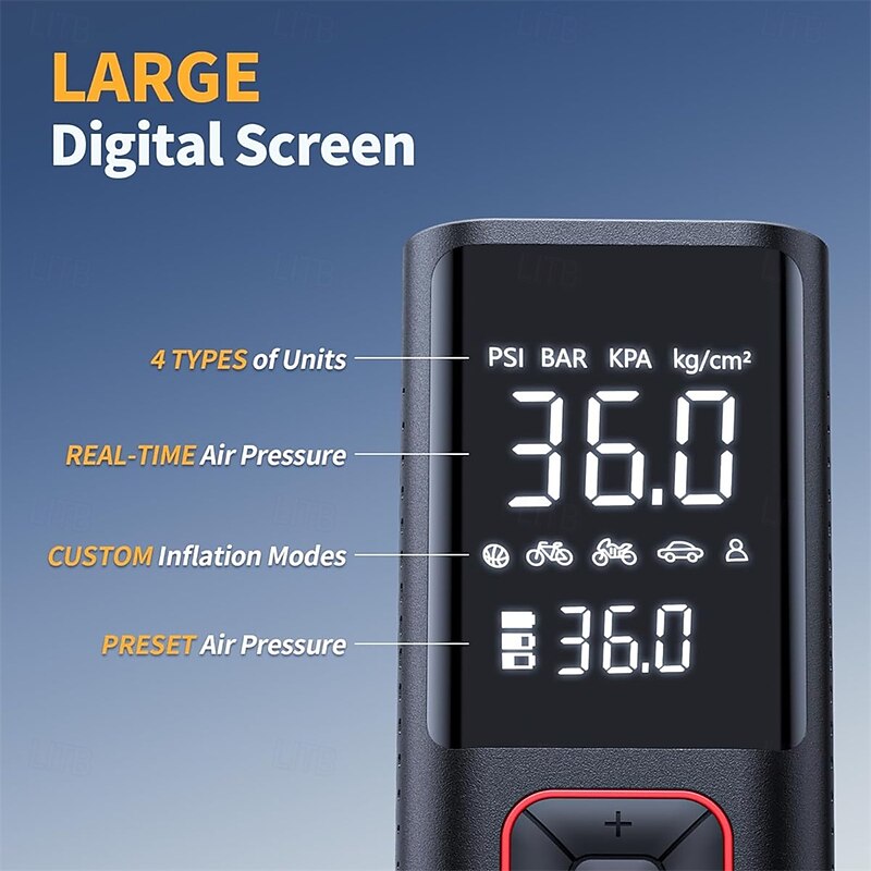 Cordless Tire Inflator Portable Air Compressor 150PSI Air Pump with Auto Shutoff Function for Car Tires Motorcycle Balls4