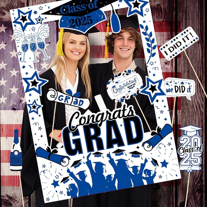 Graduation Photo Set, Paper Frame Photo Props Kit, Graduation Celebration Party Decorations, Keepsake for Photos