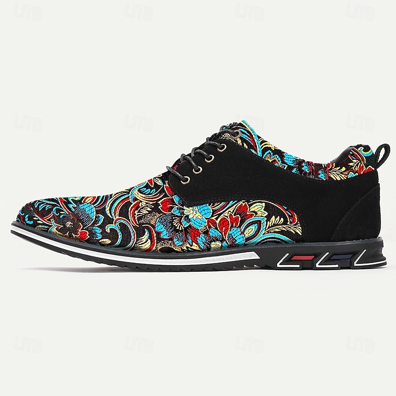 Men's Black and Turquoise Jacquard Brocade Dress Shoes, Eye-Catching Design, Ideal for Party Wear and Festive Occasions4