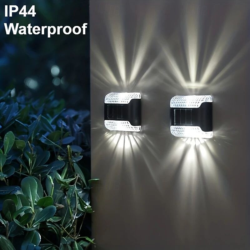 4 Pcs LED Solar Outdoor Wall Lights Fence Light Up and Down Lighting Wall Lamp Outdoor Waterproof Garden Courtyard Landscape Atmosphere Decorative Lights4