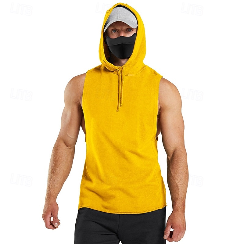Men's Tank Top Vest Top Undershirt Sleeveless Shirt Sleeveless Hooded Summer Plain Fashion Designer Vacation Street Going out Black Yellow Red Top Tee for Men2