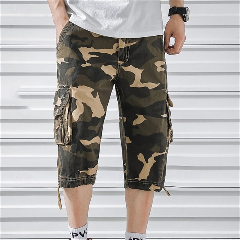 Men's Cargo Shorts Camo Shorts Shorts Summer Shorts Multi Pocket Flap Pocket Camo Camouflage Comfort Wearable Knee Length Outdoor Sport Daily Fashion Casual Camouflage Red Camouflage - Army Green2