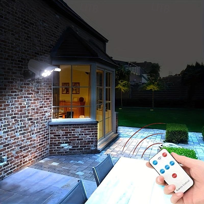 1 Pc Led Outdoor Lights Motion Sensor Solar Spotlight 77 Beads With Remote Control Porch Garage Courtyard Garden Lane Lighting Installation Convenient2