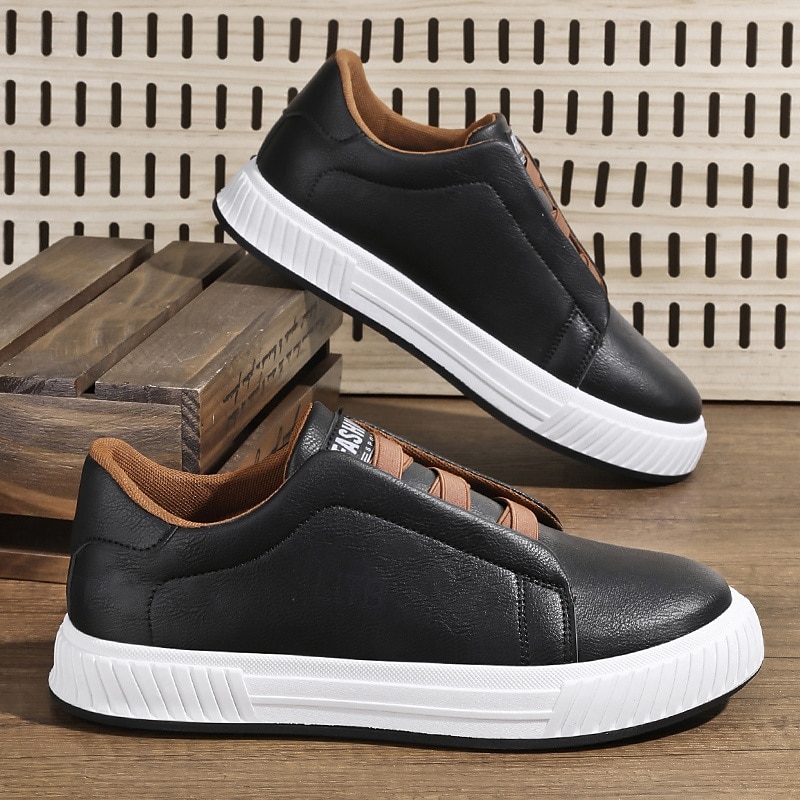 Men's Modern White Casual Sneakers with Brown Contrast Straps - Versatile Everyday Footwear3