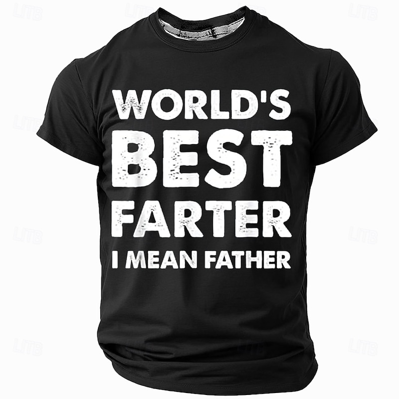 Men's Funny Short Sleeve T-Shirt: 'World's Best Farter I Mean Father' Humorous Dad Gift4