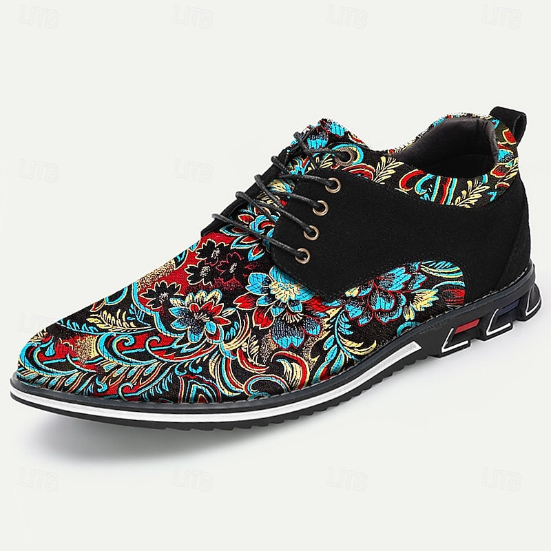 Men's Black and Turquoise Jacquard Brocade Dress Shoes, Eye-Catching Design, Ideal for Party Wear and Festive Occasions3