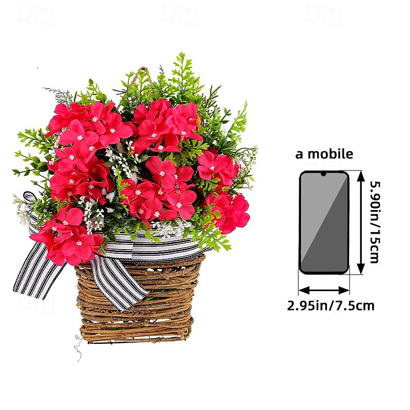 Spring Wreath Hanging Flower Basket - Artificial Floral Decor for Outdoor Patio, Door & Living Room4