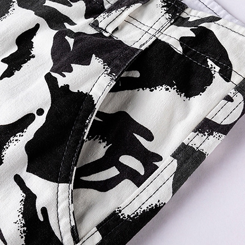 Men's Cargo Shorts Outdoor Shorts Camping Shorts Camo Shorts Hiking Shorts Multi Pocket Straight Leg Camouflage Moisture Wicking Wearable Knee Length Outdoor Casual Daily Fashion Streetwear Black3