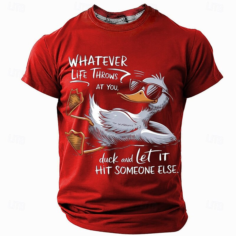 Mens Graphic T-Shirt: Funny Duck Pun - Whatever Life Throws At You, Duck And Let It Hit Someone Else4