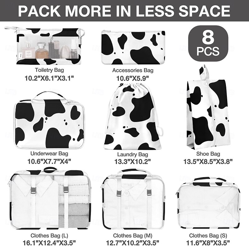 Travel Compression Packing Cubes Set - 8-Piece Lightweight, Space-Saving Organizer for Clothes, Luggage, and Travel Essentials - Durable, Waterproof Travel Storage Bags for Packing, Camping & Vacation3