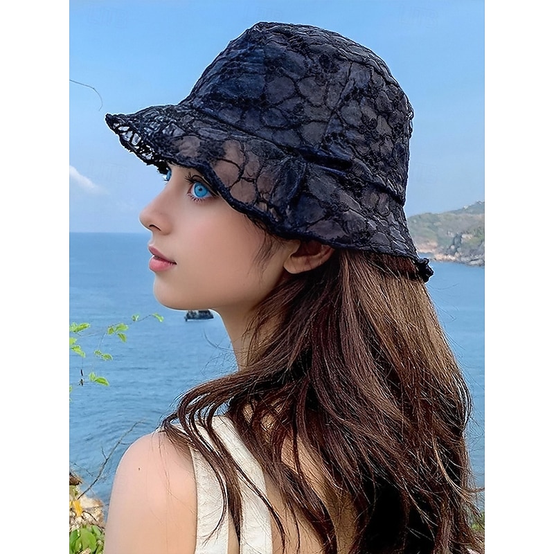 Women's Lace Bucket Hat – Elegant Floral Mesh Sun Hat, Breathable Vintage Wide Brim Cap for Summer, Beach, Vacation, and Outdoor Travel4