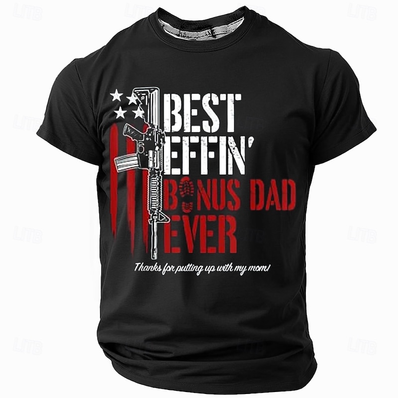 Mens Best Effin' Bonus Dad Ever Graphic T-Shirt - Funny Stepped Up Dad Gift Tee for Father's Day & Family Humor4
