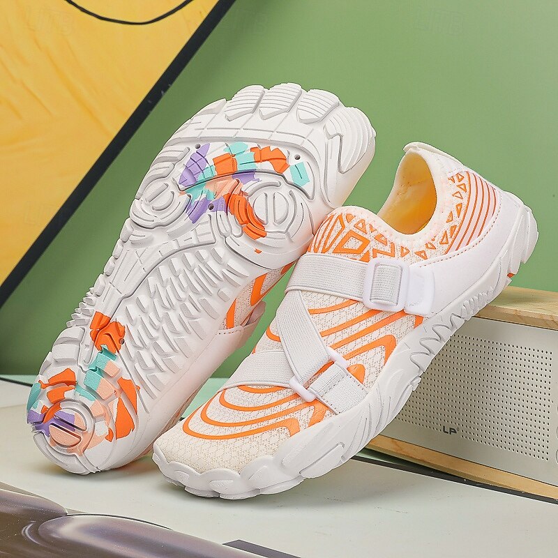 Men's Barefoot Water Shoes - White & Orange, Quick-Dry, Adjustable Velcro - Ideal for Beach & Water Activities4
