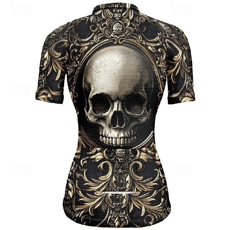 Women's Cycling Jersey Skull Flower Short Sleeve Bike Tee Tshirt Jersey with 3 Rear Pockets Mountain Bike MTB Quick Dry Anatomic Design Wicking Breathable Sports Wine Red Black Red Clothing Apparel4