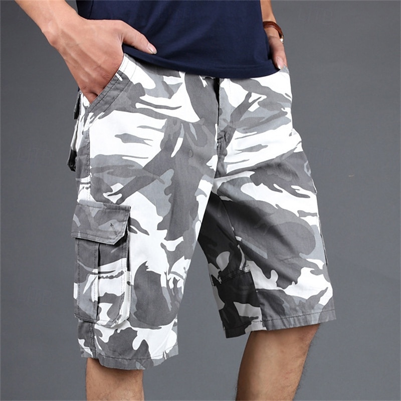 Men's Cargo Shorts Camo Shorts Shorts Summer Shorts Multi Pocket Flap Pocket Camo Camouflage Comfort Wearable Knee Length Outdoor Sport Daily Fashion Casual White Yellow