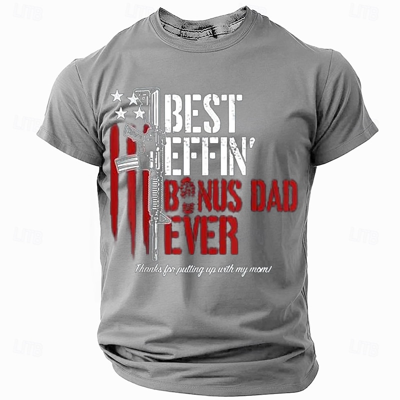 Mens Best Effin' Bonus Dad Ever Graphic T-Shirt - Funny Stepped Up Dad Gift Tee for Father's Day & Family Humor3