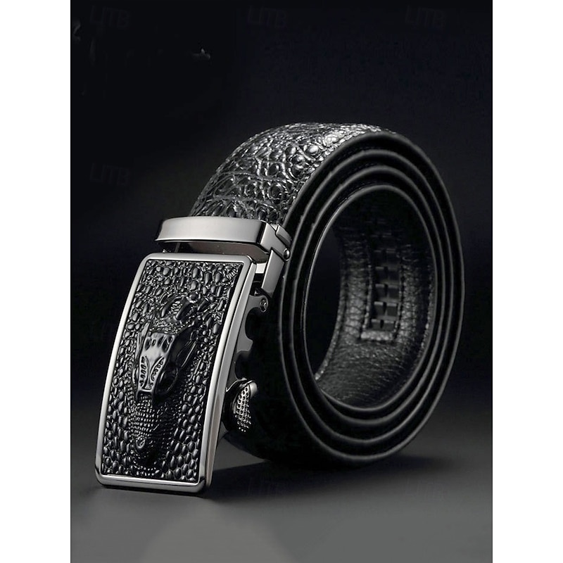 Men's Crocodile Leather Belt - Luxury Animal Pattern Dress Belts for Business, Formal Events and Gifts3