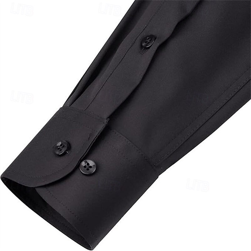Men's Shirt Dress Shirt Button Up Shirt Plain Wedding Daily Light Pink Black White Dark Navy Long Sleeve Turndown Spring &  Fall Clothing Apparel Patchwork4