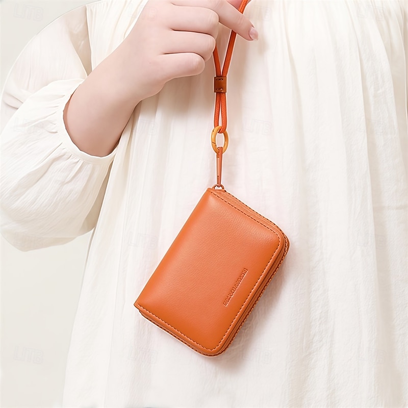 1PCS portable PU fashionable and high-end women's wallet multifunctional with hanging rope and large capacity women's card bag2