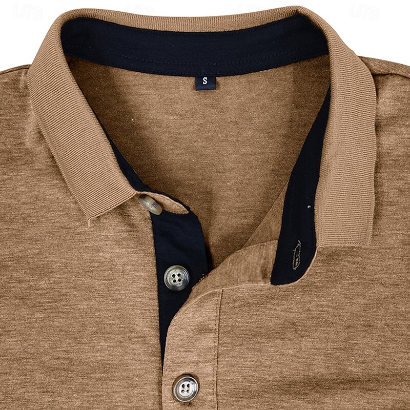 Men's Polo Golf Shirt Business Casual Classic Short Sleeve Fashion Solid Color Buttons Pocket Summer Spring Regular Fit Black White Almond Burgundy Blue Green Polo3
