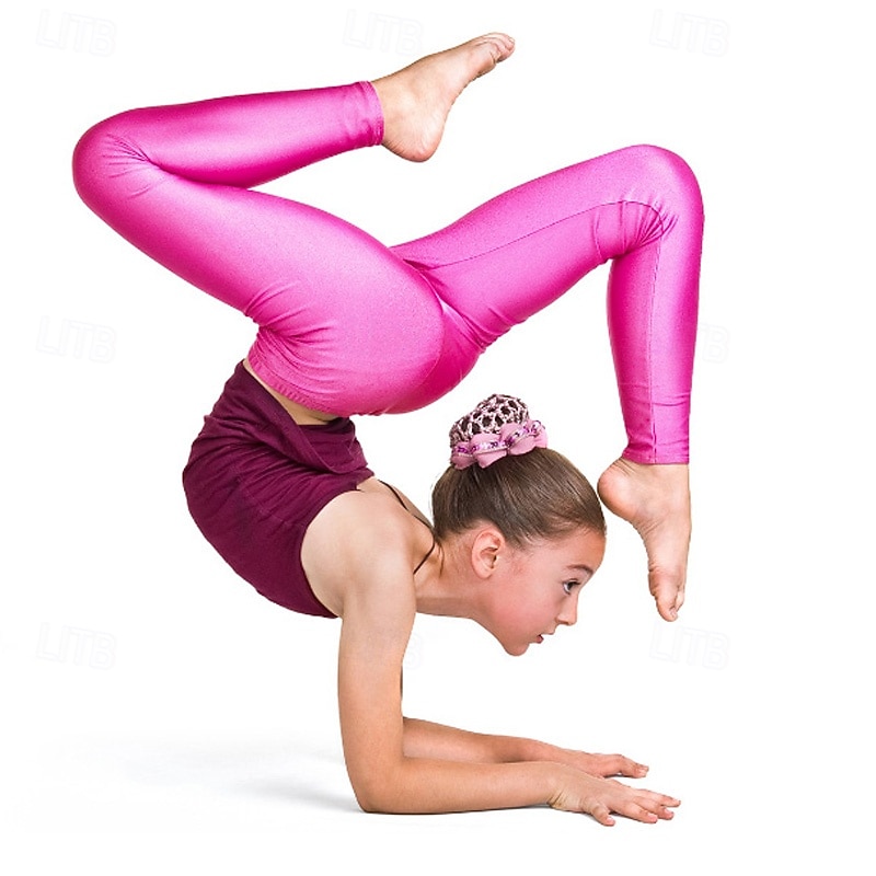 Kids Girls' Leggings Solid Color Daily School 4-12 Years Summer Silver Black Pink