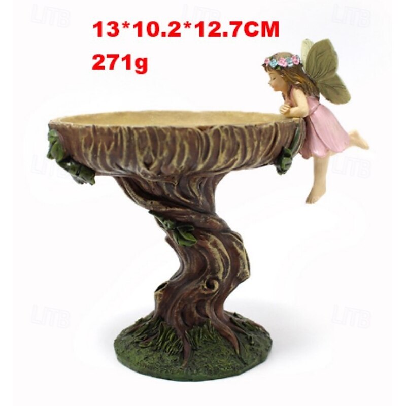 Fairy Garden Statue Bird Feeder Fairy Figurine Resin Sculpture for Courtyard Yard Outdoor Home Crafts, Bird Feeders for Outside Garden Sculptures Statues Figurine Decorations Bird Feeder Gift2