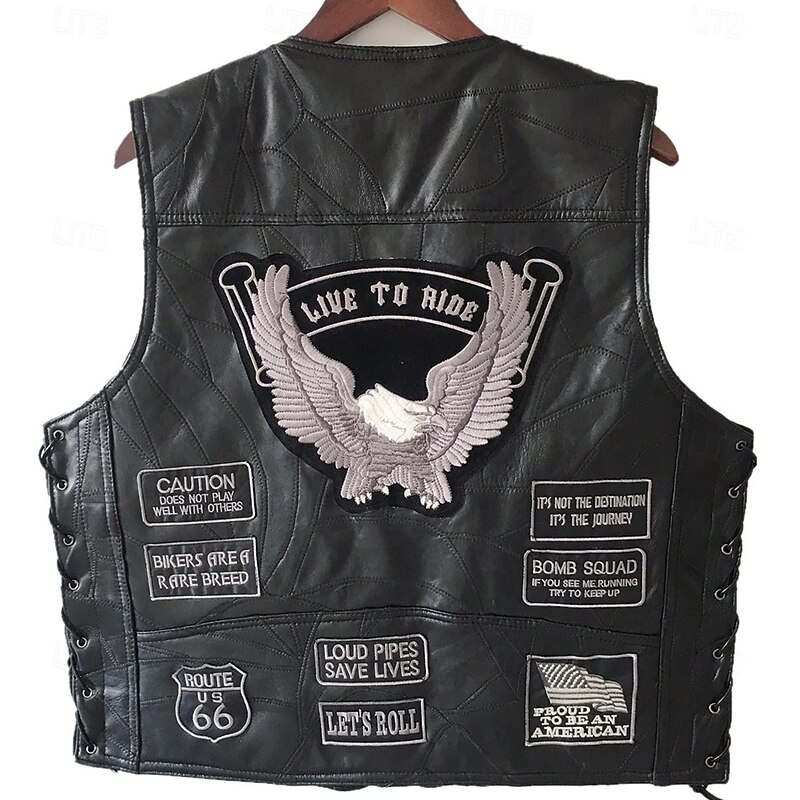 Retro Vintage 1980s Motorcycle Vest Leather Vest Bikers Rocker Glossy Finish Eagle Fancy Dress Men's Party Casual Daily Pride Parade Adults' Vest Spring & Summer