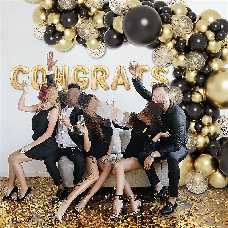 Black Gold Balloon Garland Kit, Graduation Party Decorations, Black, Gold & White Balloon Arch for Weddings, Birthdays & Celebrations2