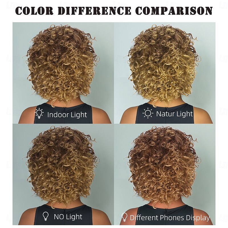 Synthetic Wig Wavy Curly Weave Asymmetrical Deep Parting Machine Made Wig 10 inch A1 Synthetic Hair Women's Classic Comfortable Color Gradient Multi-color4