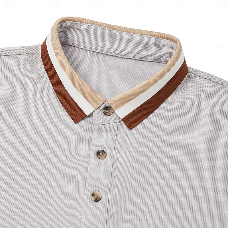Men's Polo Knit Polo Sweater Formal Work Turndown Short Sleeve Solid Color Color Block Spring Black White Light Green Gray Polo2