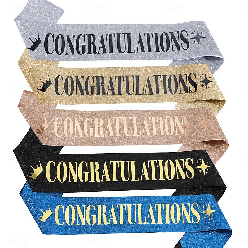 Graduation Party Sash, Congratulations Glittered Pink Sash, Single Party Supplies, Celebration Ceremony Honor Stole