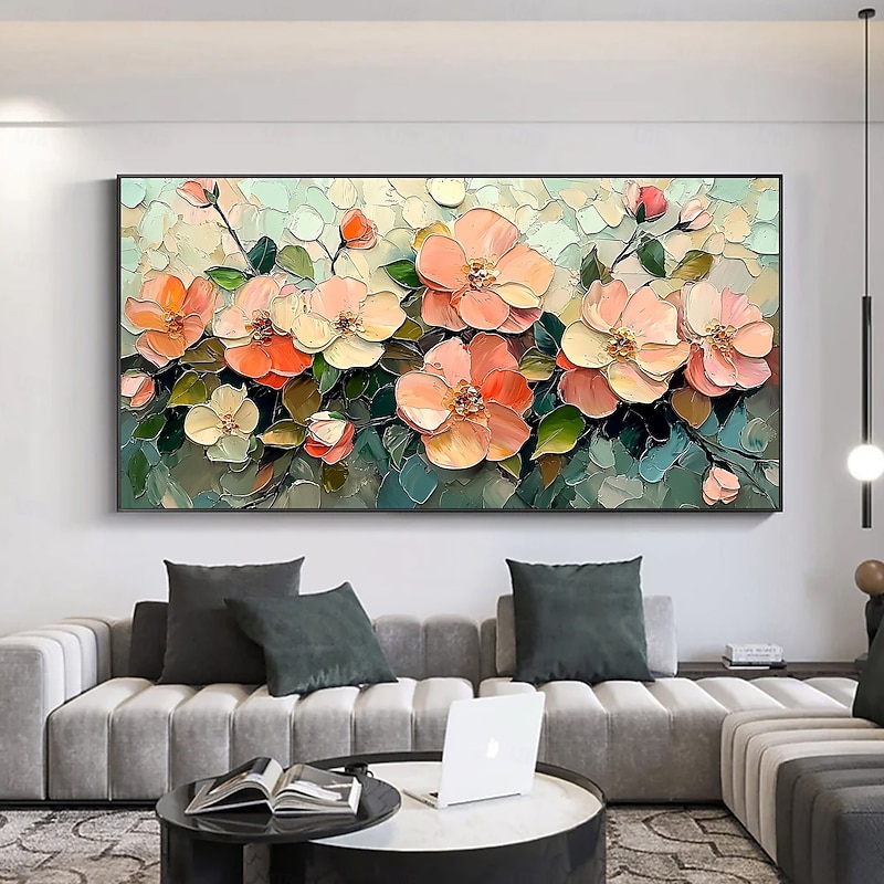 Handmade Original 3D Colorful Flowers Painting Oil Painting On Canvas Abstract Floral Wall Art for Home Decor With Stretched Frame/Without Inner Frame Painting3