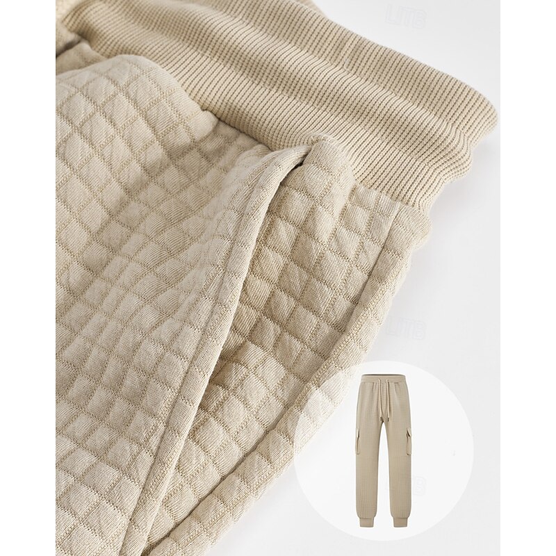 Men's Sweatpants Joggers Trousers Waffle Pants Pocket Drawstring Elastic Waist Plain Comfort Sports Outdoor Daily Fashion Casual Black White Micro-elastic4