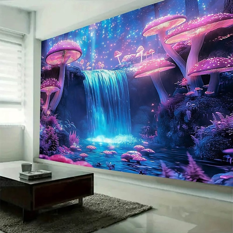Forest Mushroom Landscape  Hanging Tapestry Wall Art Large Tapestry Mural Decor Photograph Backdrop Blanket Curtain Home Bedroom Living Room Decoration2