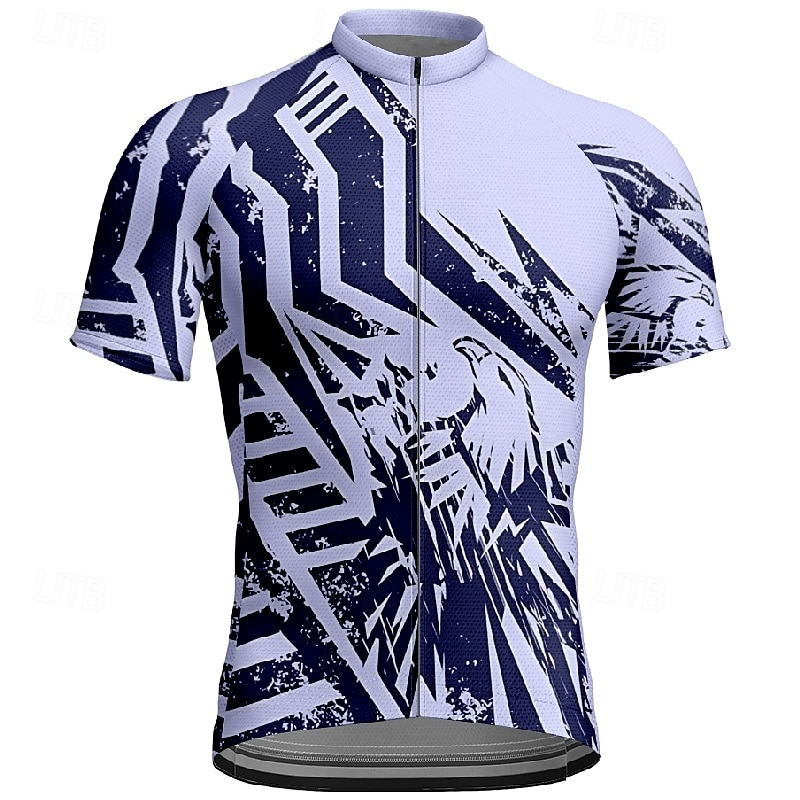 Men's Cycling Jersey Geometric Short Sleeve Bike Tee Tshirt Jersey with 3 Rear Pockets Mountain Bike MTB Quick Dry Anatomic Design Wicking Breathable Sports Purple Clothing Apparel