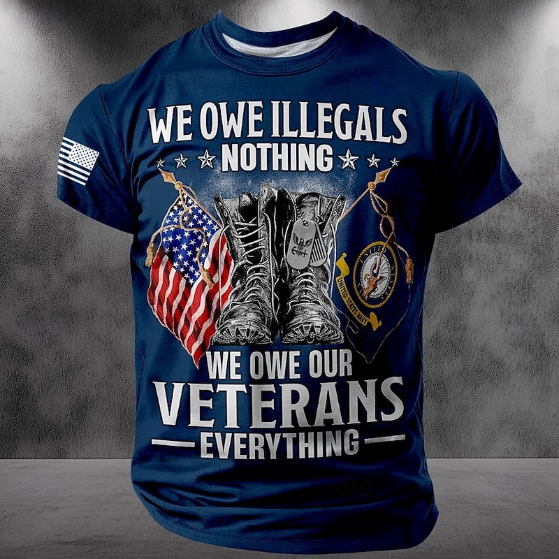 Patriotic T Shirts For Men Skull American US Flag T Shirt Short Sleeve T shirt 3D Print Crew Neck Shirt Fashion Daily Basic Street Casual Daily Black Summer Spring All Seasons Clothing Apparel S