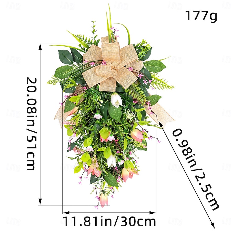 Spring Wreath Artificial Tulip & Greenery Hanging Decoration Romantic Wedding Backdrop & Window Display Ornament2