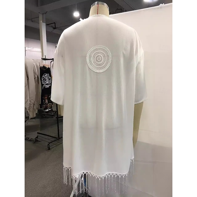 Retro Vintage Medieval Renaissance Shirt Kimono Pirate Viking Tassel Fringe Solid Color Fancy Dress Men's Pirate Masquerade Vacation Casual Daily Adults' Shirt3