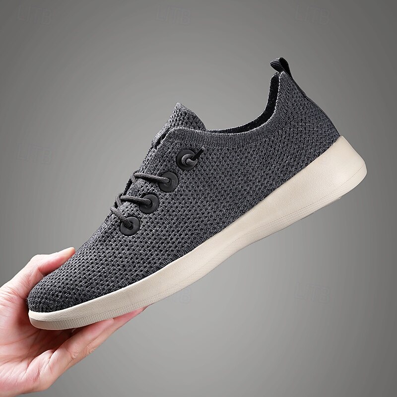 Men's Lightweight Breathable Knit Sneakers - Casual Lace-Up Walking Shoes for Daily Wear & Travel2