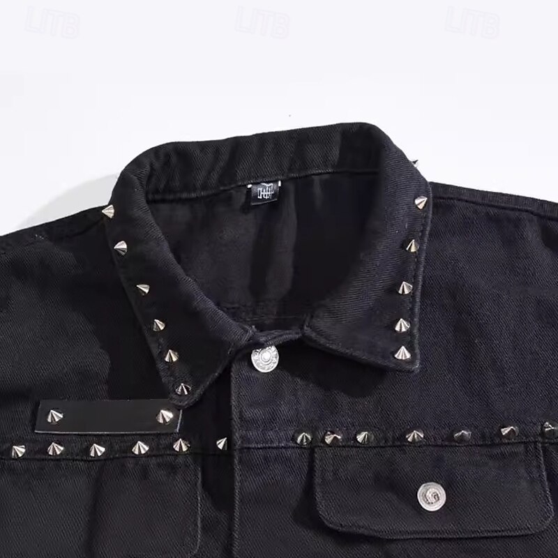 Retro Vintage Punk & Gothic 1980s Motorcycle Vest Denim Vest Pop Star Rocker Rivet Solid Color Fancy Dress Women's Masquerade Party Adults' Vest Spring & Summer3