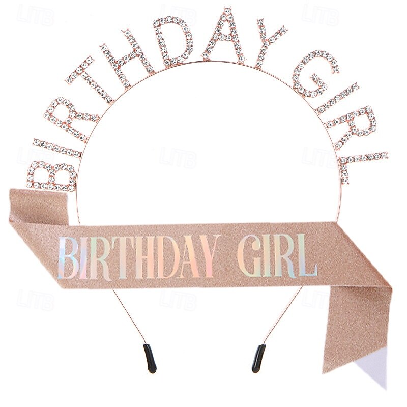 Birthday Party Girl and Women Decorations 2-Piece Set Headband and Sash with 'Birthday Girl' - Available in Multiple Color Combo4