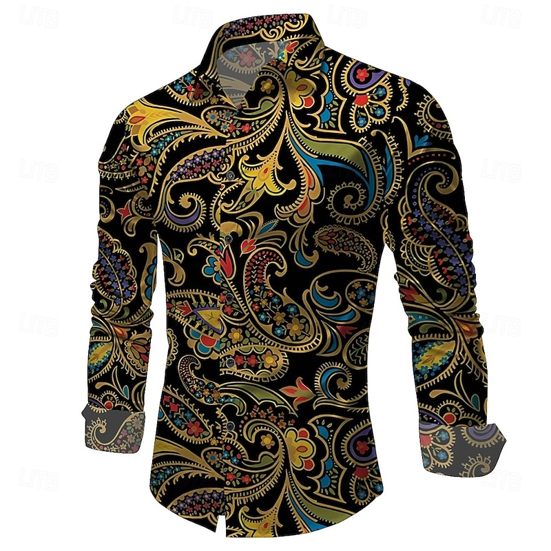 Retro Vintage 1970s Shirt Aloha Shirt Hippie Paisley Fancy Dress Men's Masquerade Party Daily Wear Pride Parade Adults' Shirt3