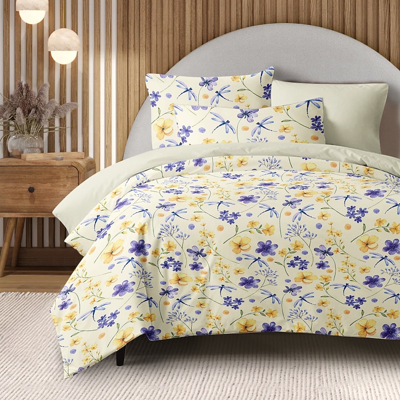 Floral Duvet Cover Full Size Bedding Set Bed Sets Quilt Cover Soft Lightweight Comforter Cover with 2 Pillowcases for Summer Spring4