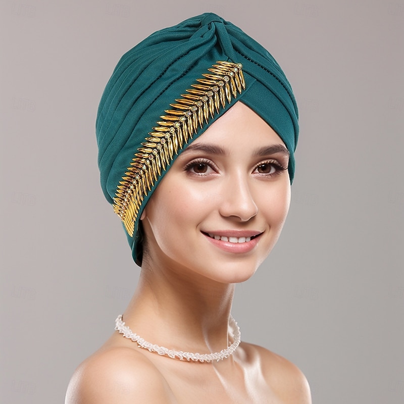 Headwear Polyester / Cotton Blend Floppy Hat Turbans Casual Church With Bows Sequin Headpiece Headwear3